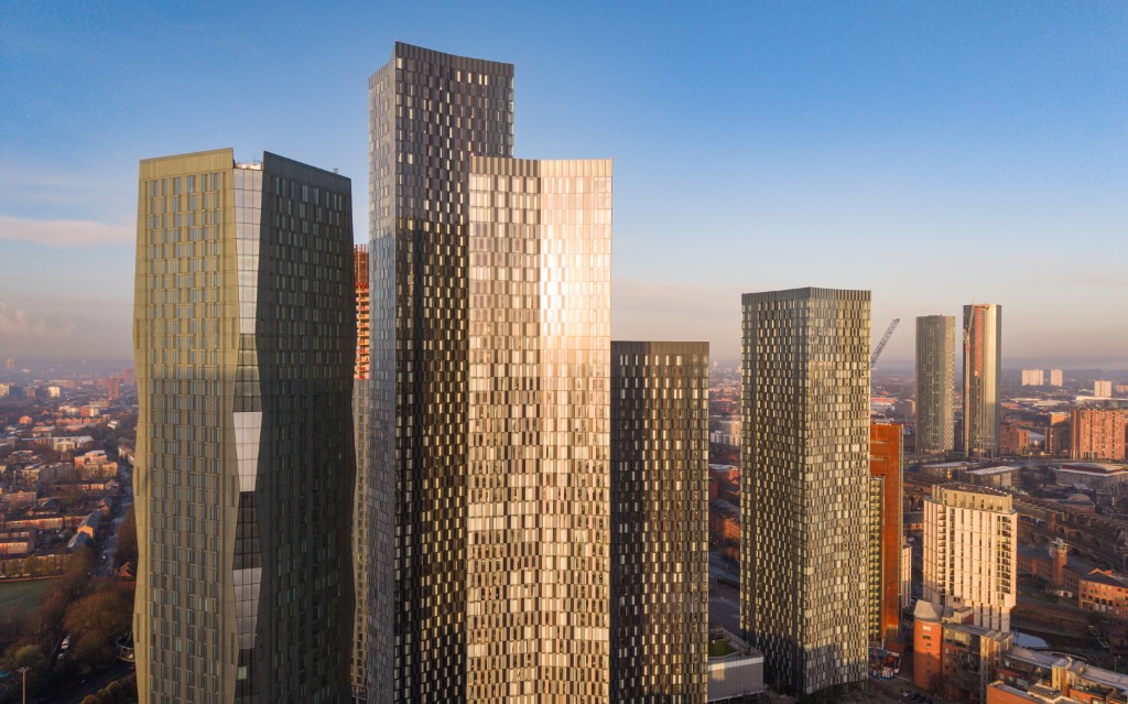 Deansgate Square residential towers over Manchester