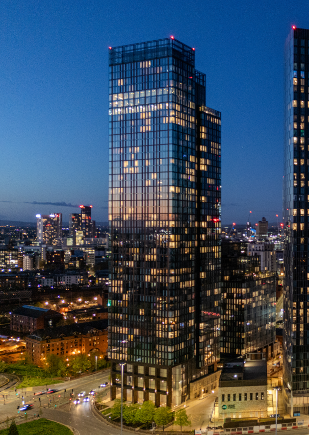 Crown Street residential towers on the Manchester skyline