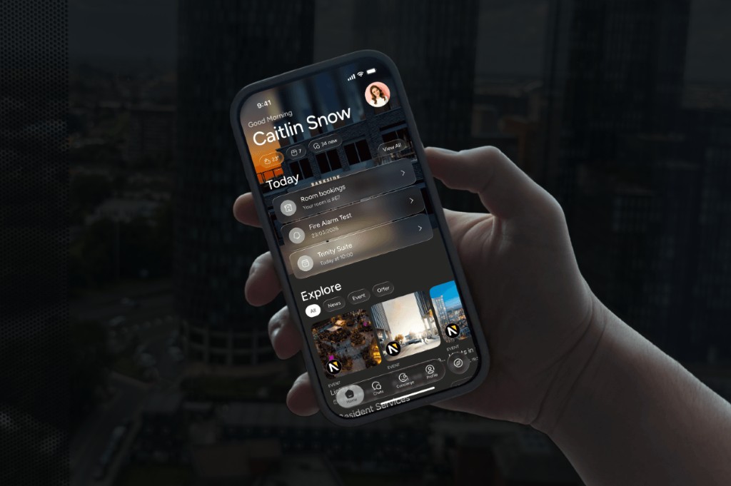 Aiyla resident app on a phone at a Renaker Life development